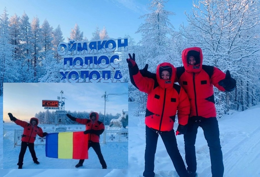 Doi români au ajuns la polul frigului din Siberia, localitatea Oymyakon, cu o mașină românească