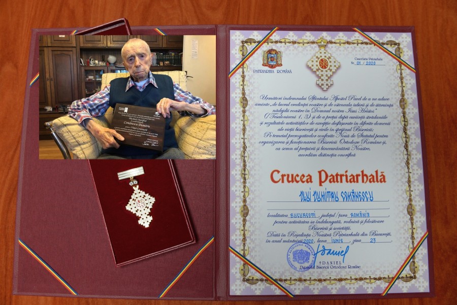 Dumitru Comănescu, cel mai vârstnic bărbat din lume, distins cu Crucea Patriarhală