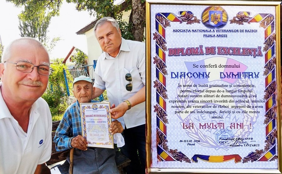 Veteranul de război Dumitru Diaconu, sărbătorit la împlinirea vârstei de 100 de ani