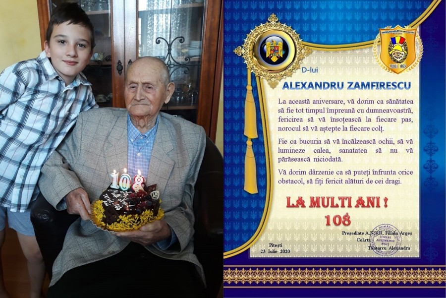 Veteranul de război Alexandru Zamfirescu a împlinit 108 ani! S-a luptat întâi cu rușii, apoi cu comuniștii și, mai târziu, cu soarta