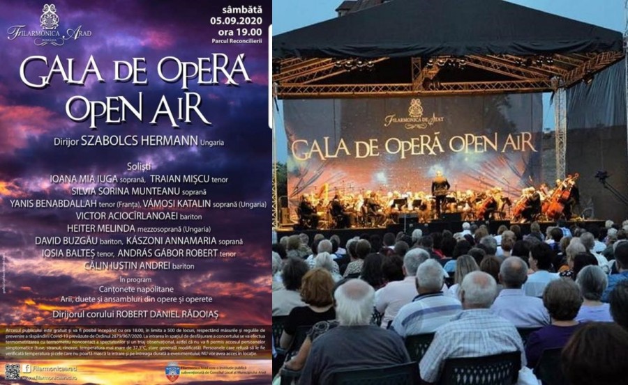 Gala de Operă "Open Air" Arad, la a XIV-a ediţie. Va avea loc în Parcul Reconcilierii, cu limitarea publicului la 500 de persoane
