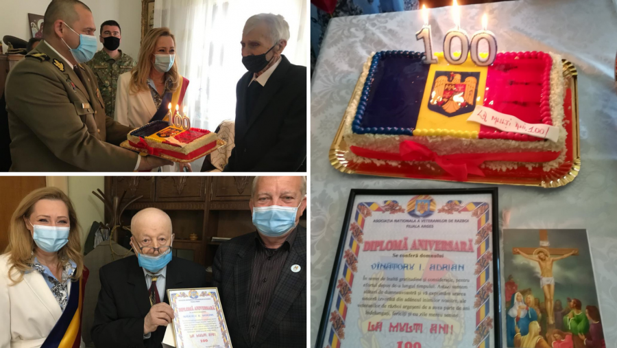 100 de ani trăiţi cu demnitate! Veteranii de război Benone Bădescu și Adrian Vînătoru, sărbătoriți la centenar