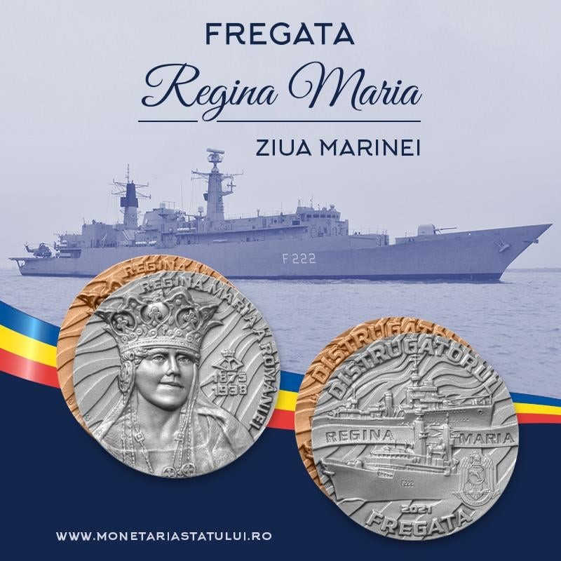 Forțele Navale Române lansează medalia aniversară „Ziua Marinei – Fregata Regina Maria”