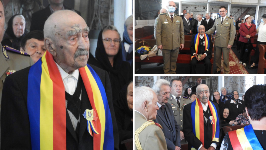 Veteranul de război Gheorghe Șuteu, sărbătorit la împlinirea vârstei de 100 de ani