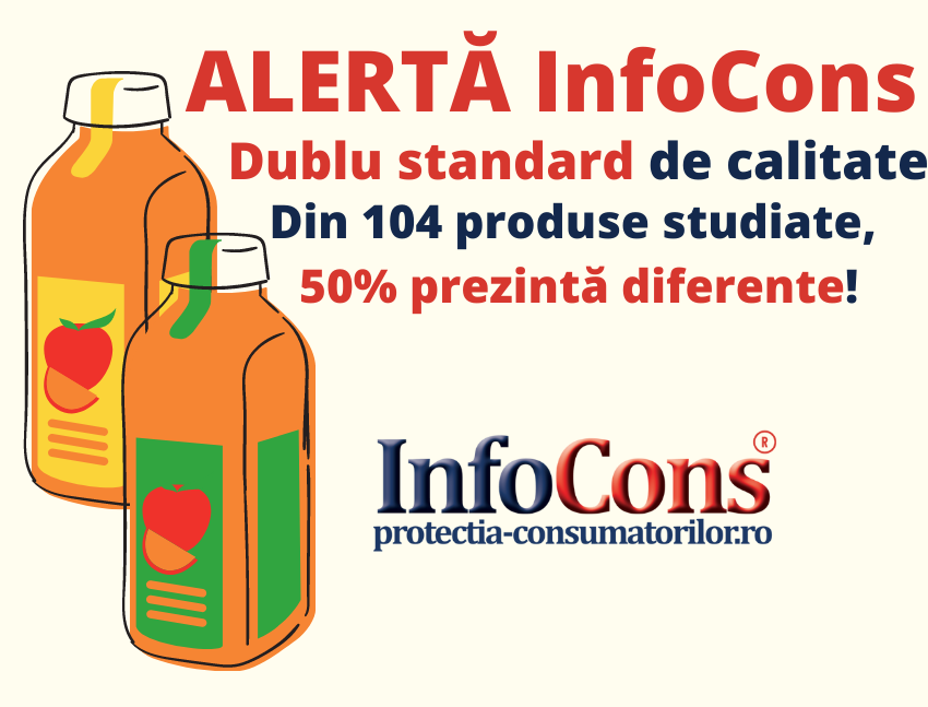 Alertă InfoCons! Dublu standard al calității: din 104 produse studiate, 50% prezintă diferente!
