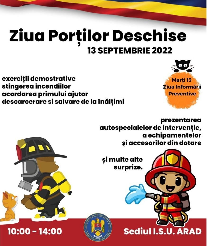 Marți, 13 Septembrie – Ziua Pompierilor din România și Ziua Informării Preventive