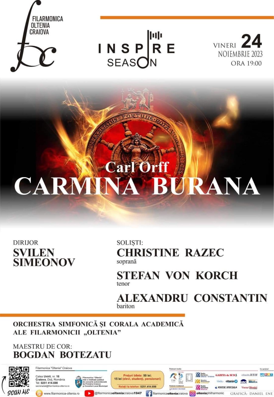 Tenorul Ştefan von Korch cântă din nou în România, în Carmina Burana, pe 24 noiembrie la Filarmonica Oltenia din Craiova
