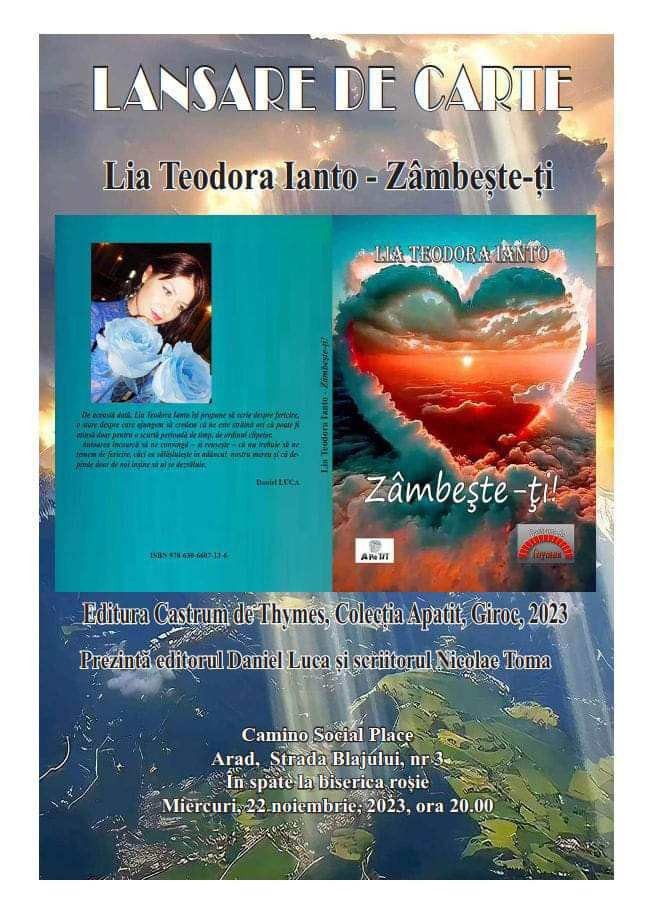 Autoarea Lia Teodora Ianto lansează o nouă carte: ”Zâmbește-ți”!