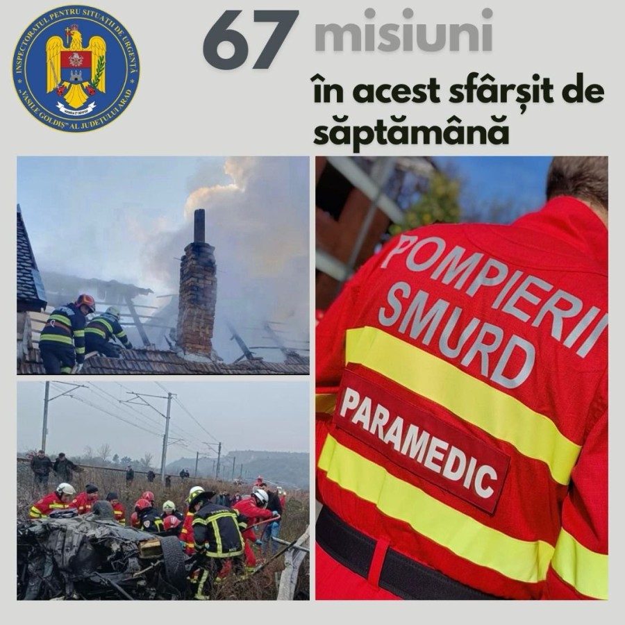 Bilanțul misiunilor pompierilor arădeni din acest sfârșit de săptămână