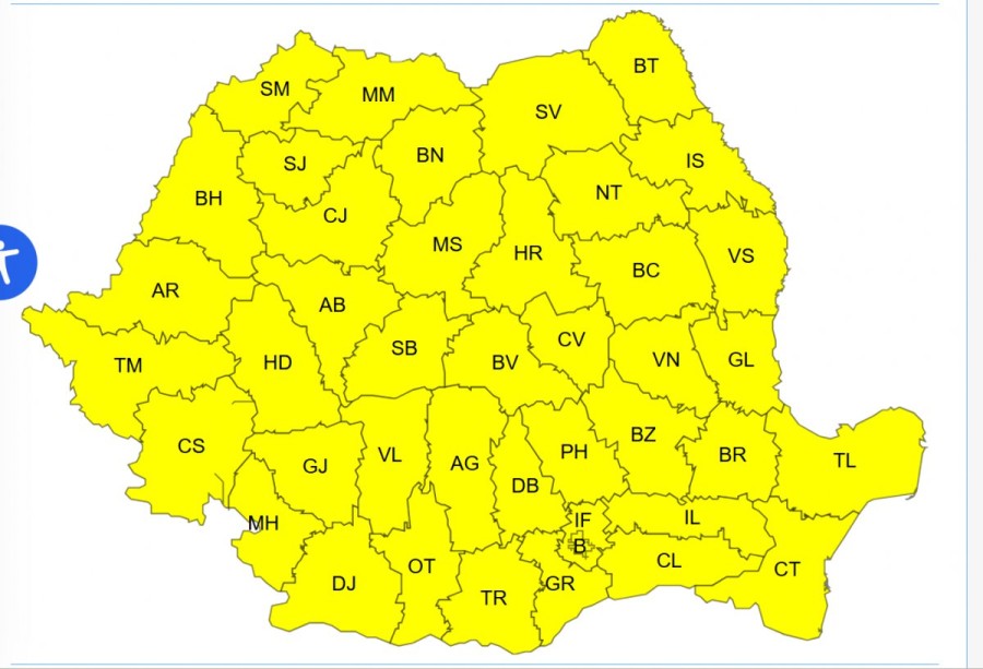 ANM anunță ger năprasnic în România. Cod galben de frig extrem în aproape toată țara: temperaturile scad până la –20 de grade