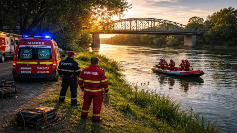 Pompierii arădeni caută o persoană ce a sărit în Mureș de pe podul Traian