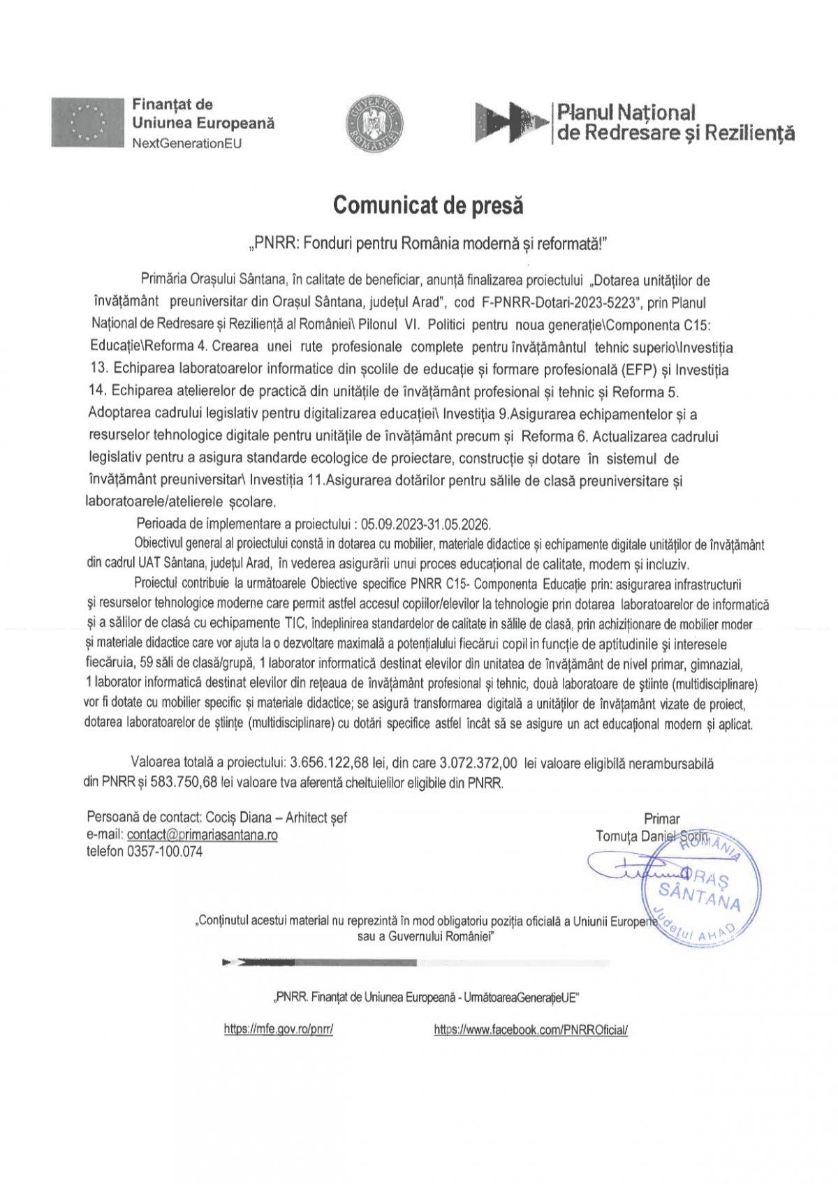 Comunicat de Presă