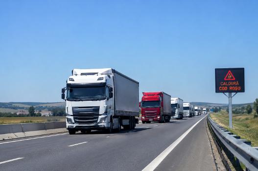 Amenzi de 147.000 de lei pentru șoferii de camioane care au încălcat restricțiile de circulație impuse din cauza caniculei, în județul Arad