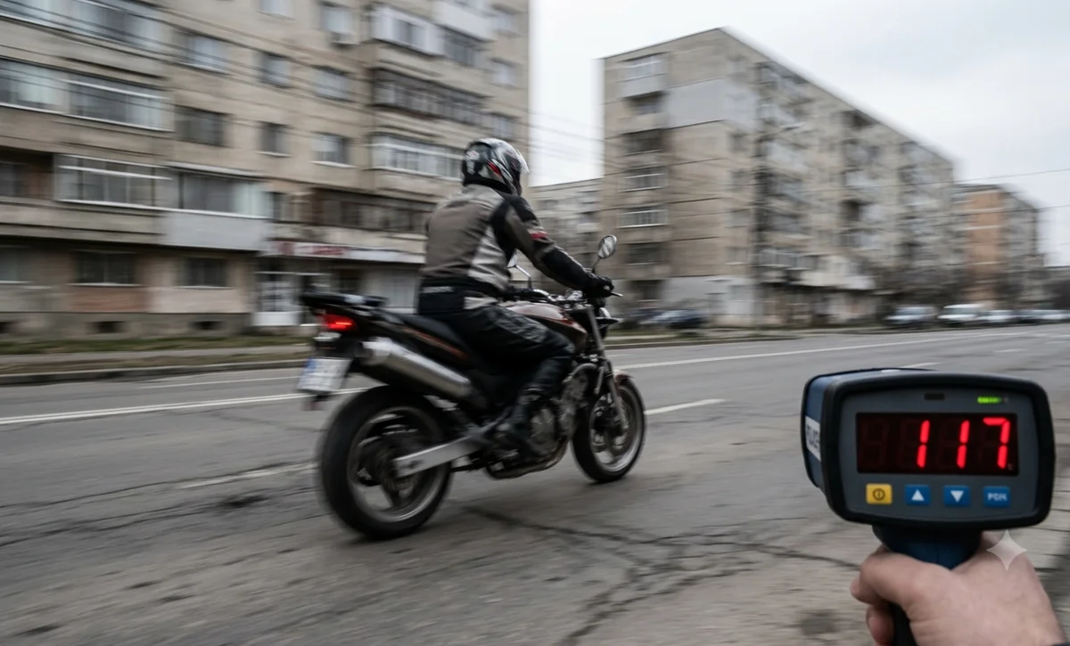 Un motociclist prins cu 117 km/h pe strada Eugen Popa din Arad