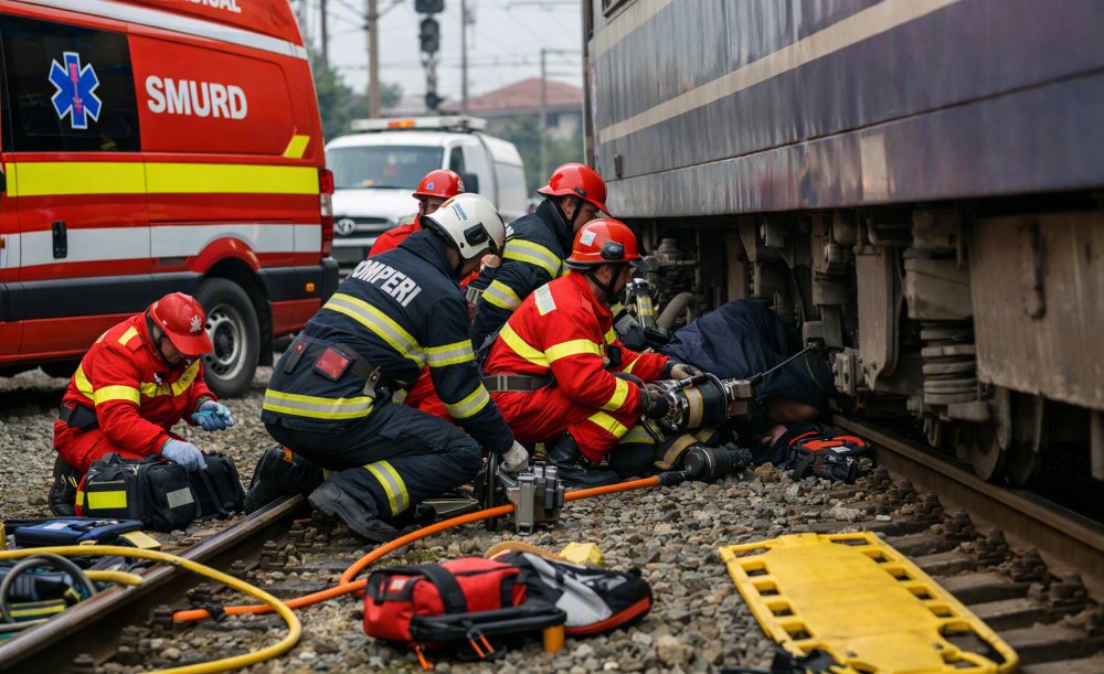 Accident grav pe calea ferată: o persoană a fost prinsă sub tren / UPDATE: Victima a decedat